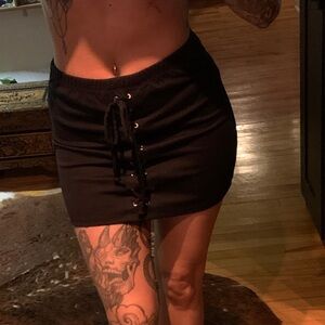 Ardene Black Lace-Up Mini Skirt